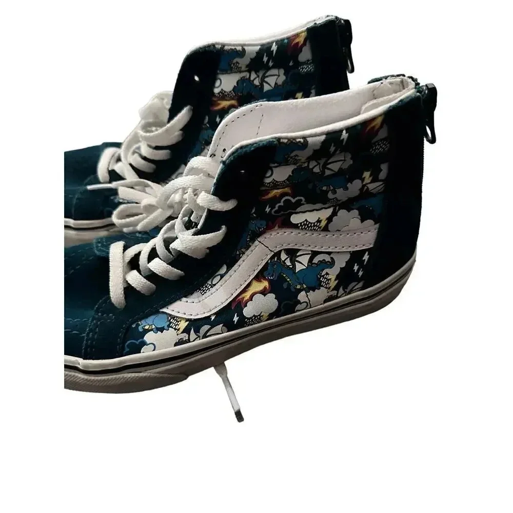 VANS Blue Dark Dragon Lace Up High Top Sneaker Shoes Size 2.0